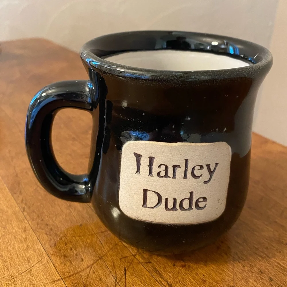 Harley Dude Coffee Cup Mug Pottery Black